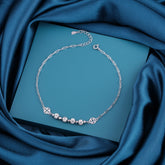 925 Sterling Silver Beaded Charm Anklet for Women